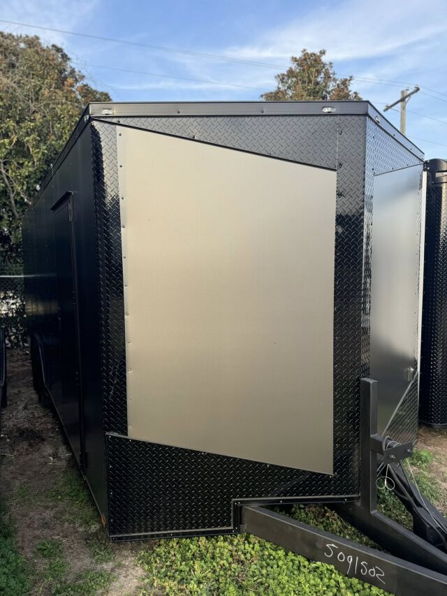 2026 Hook & Line 8x15 Race Car Trailer in charcoal b o