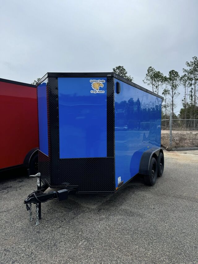 2026 Hook & Line Enclosed Cargo trailer in pepsi blue b o