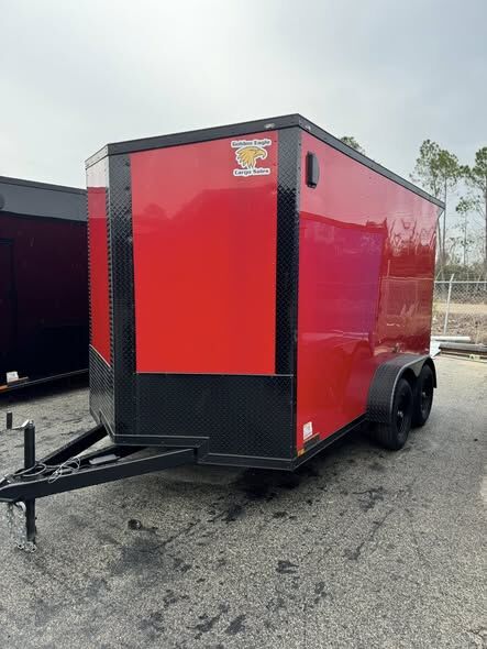 2026 Hook & Line Enclosed Cargo trailer in red b o