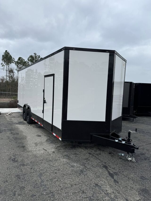 2026 Hook & Line 8x16 Enclosed Cargo trailer in white b o