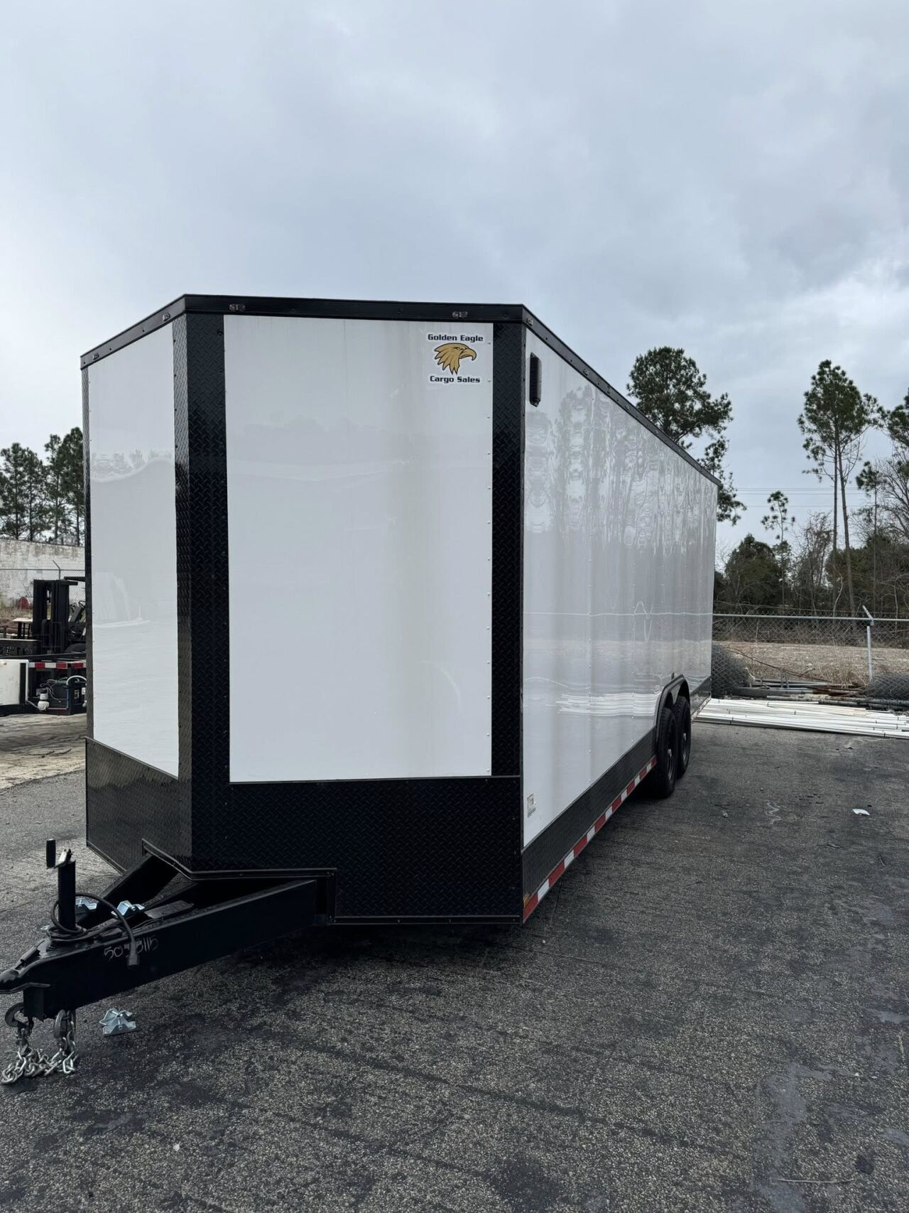 2026 Hook & Line 8x16 Enclosed Cargo trailer in white b o, photo 2