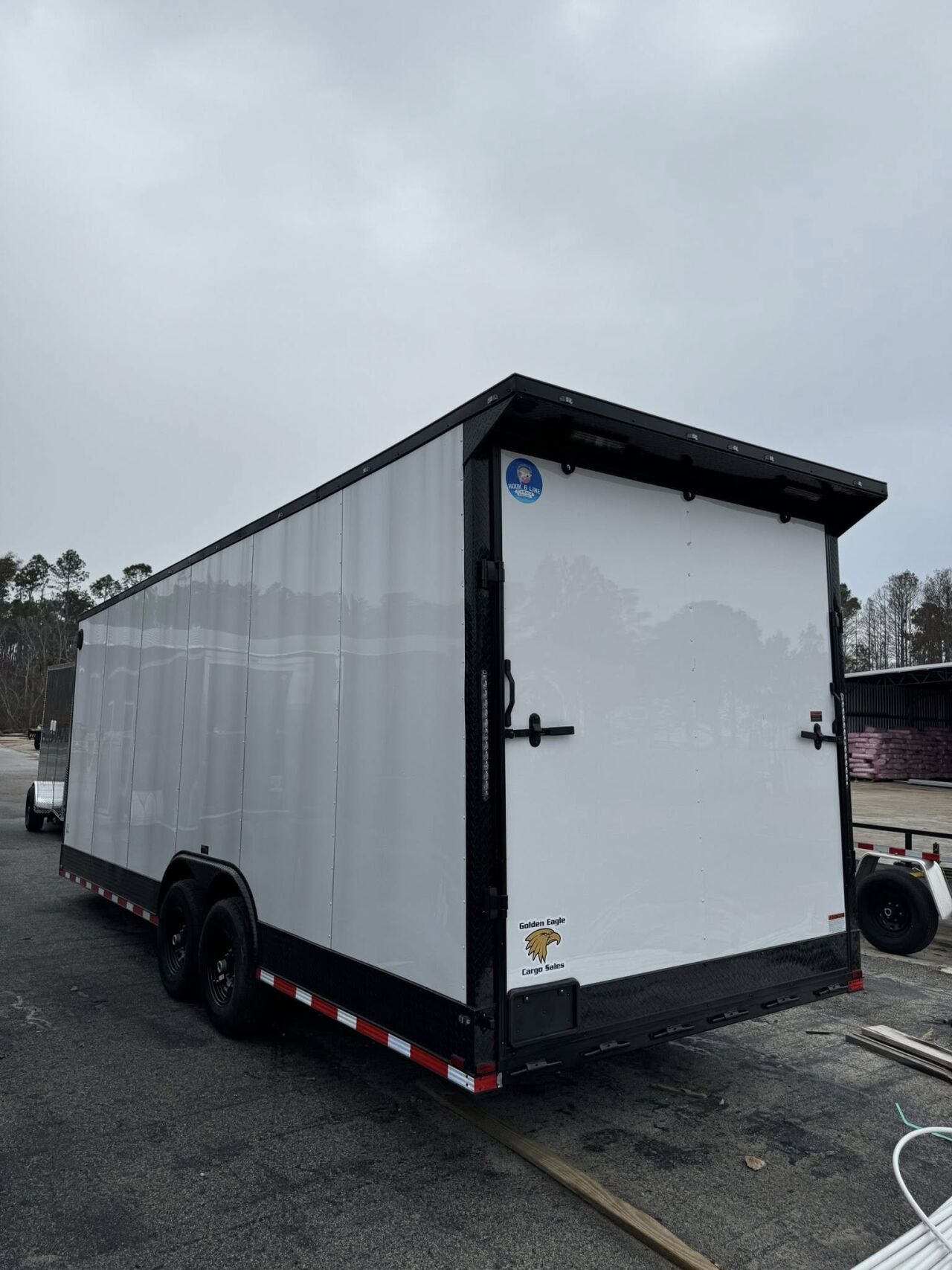 2026 Hook & Line 8x16 Enclosed Cargo trailer in white b o, photo 3