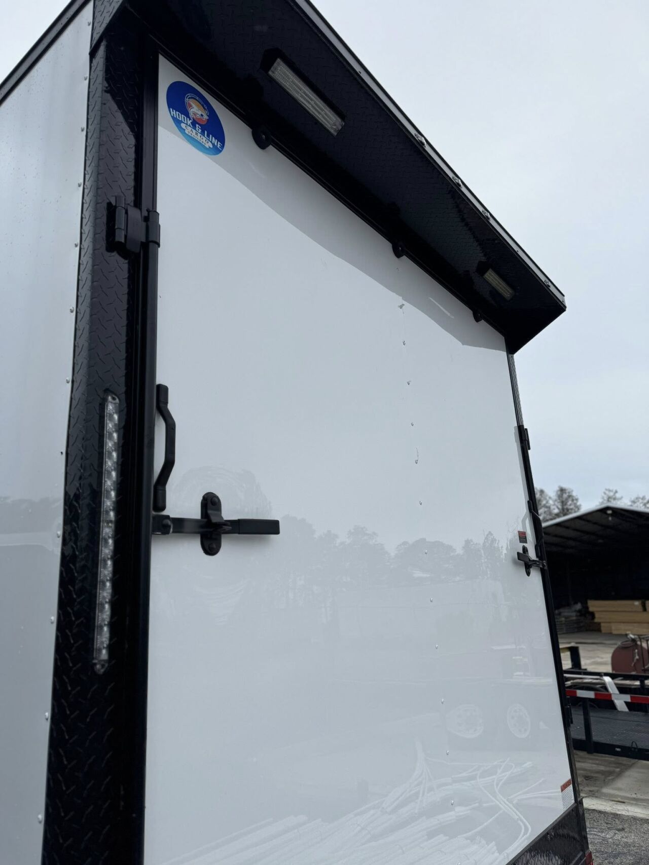 2026 Hook & Line 8x16 Enclosed Cargo trailer in white b o, photo 5