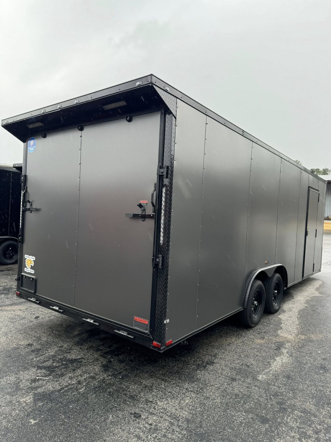 2026 Hook & Line 8x15 Enclosed Cargo trailer in charcoal b o, photo 2