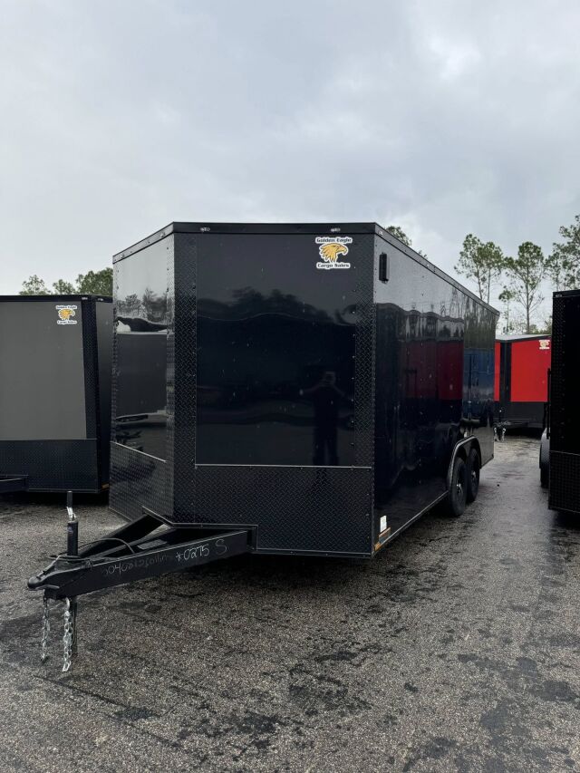 2026 Hook & Line 8x13 Enclosed Cargo trailer in black b o