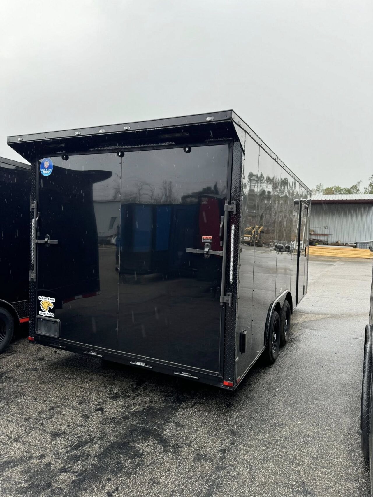 2026 Hook & Line 8x13 Enclosed Cargo trailer in black b o, photo 3