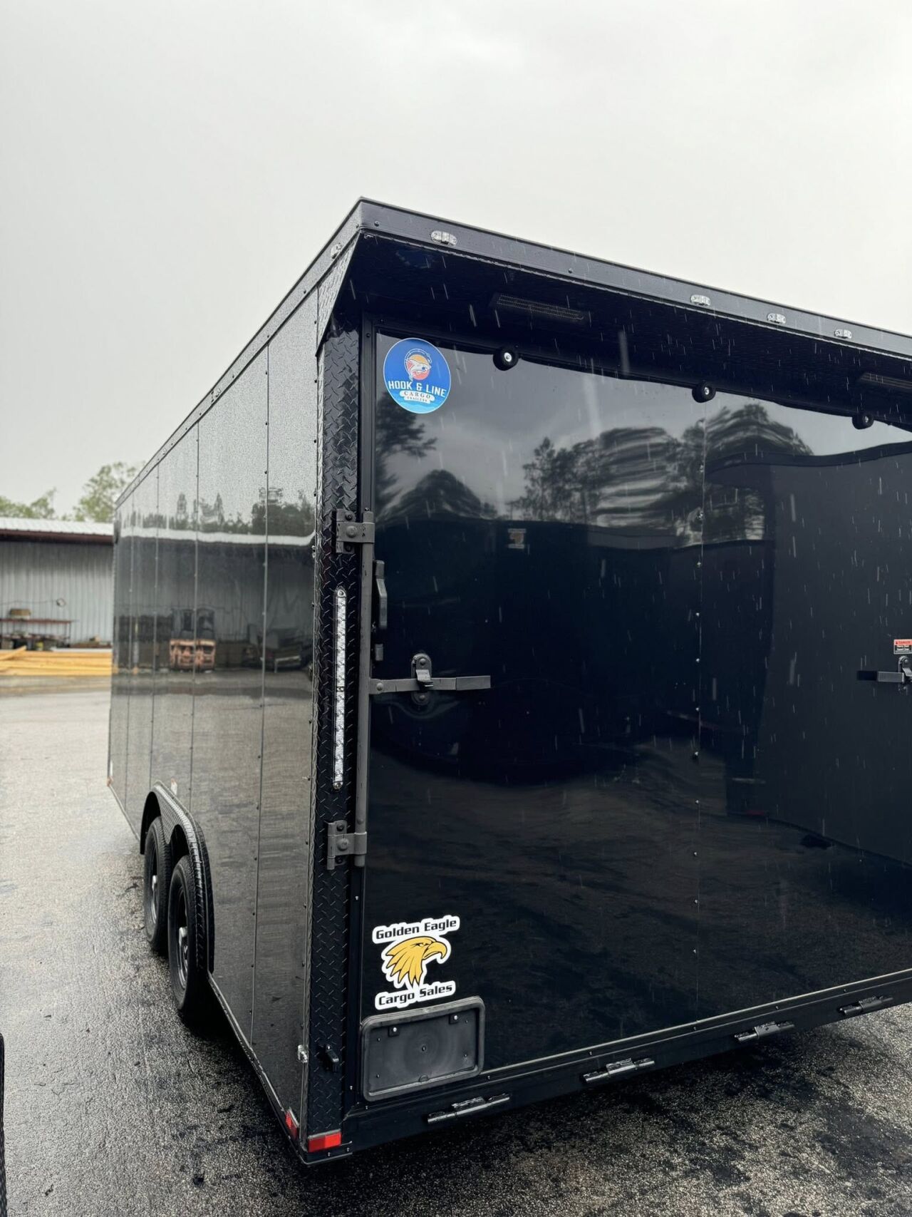 2026 Hook & Line 8x13 Enclosed Cargo trailer in black b o, photo 4